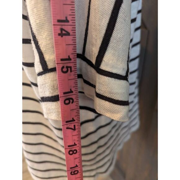 Chico's Blouse Women's Large Size 2 Black and White Cotton Blend Roll Sleeve - Picture 8 of 11